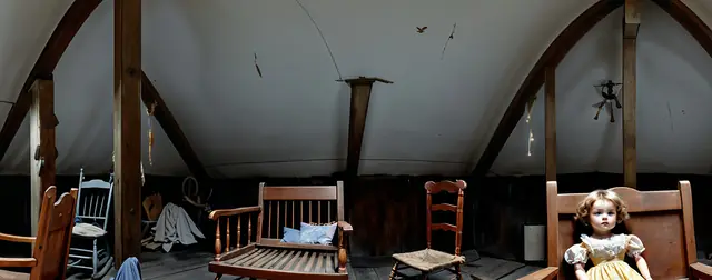 Dusty Attic: an 8192 × 4096 equirectangular 360° panorama from the haunted packs