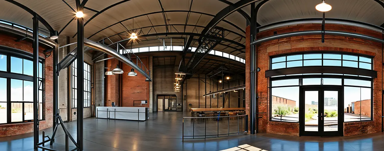 Industrial Gallery: an 8192 × 4096 equirectangular 360° panorama