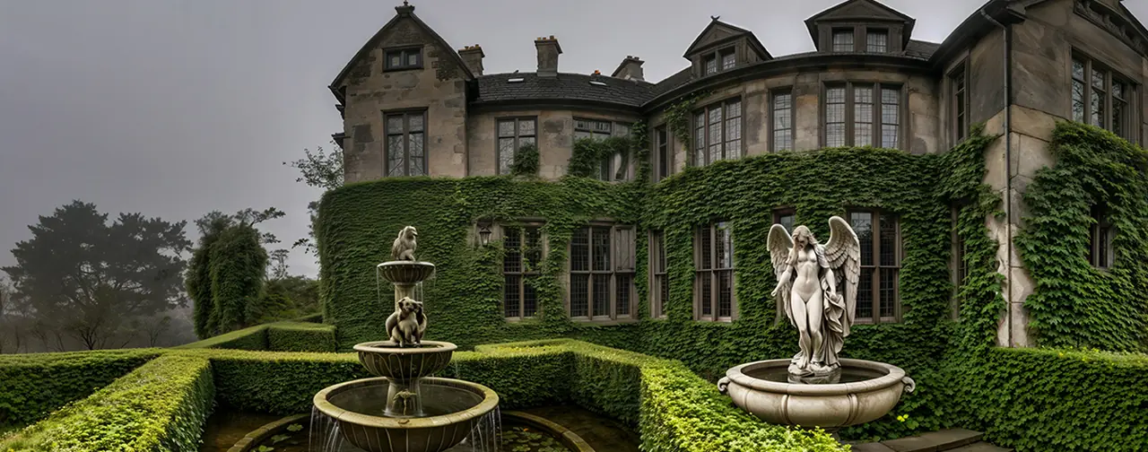 Overgrown Courtyard: an 8192 × 4096 equirectangular 360° panorama