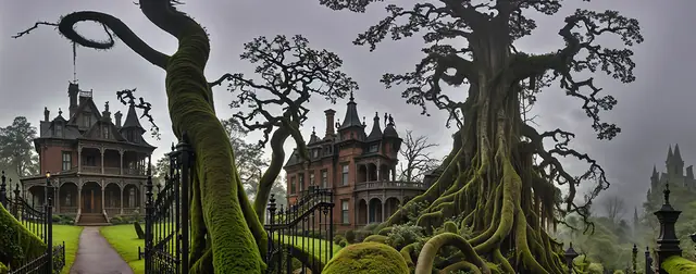 Path To Mansion: an 8192 × 4096 equirectangular 360° panorama from the haunted packs