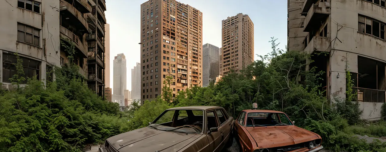 Post-Apocalyptic City: an 8192 × 4096 equirectangular 360° panorama
